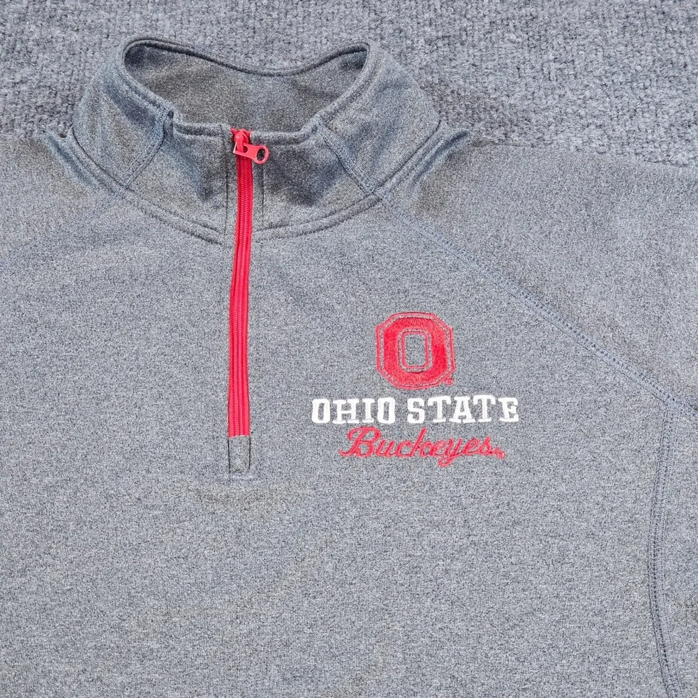 Ohio State Buckeyes Varsity Mens Large Gray Quarter Zip Pullover NCAA Sportswear